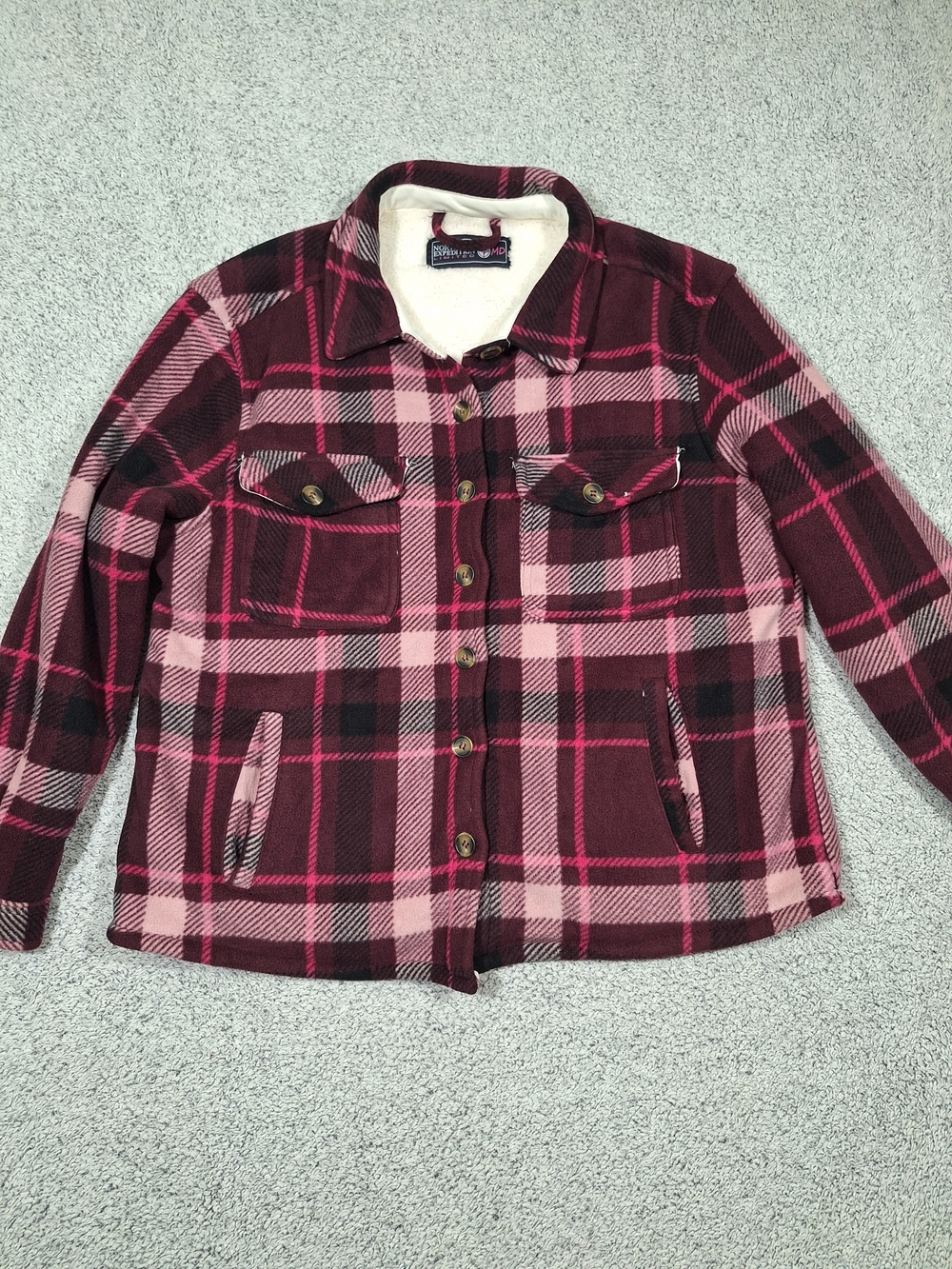 Northern Expedition Limited Women's Sherpa-Lined Fleece Flannel Shacket - Size M